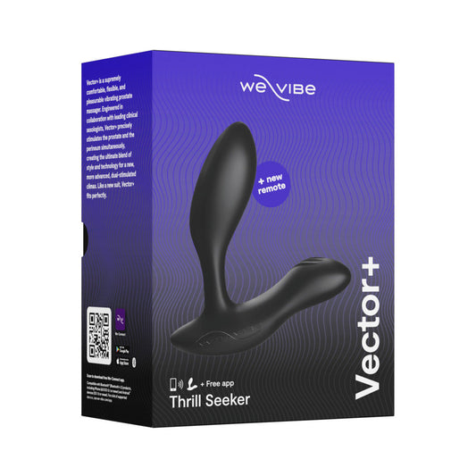 We-Vibe Vector+ Dual Stimulation Prostate Massager Charcoal Black - Red Garter