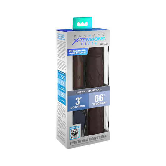 Fantasy X-tensions Elite 9 in. Silicone Mega Extension Sleeve 3 in. Vibrating Brown - Red Garter