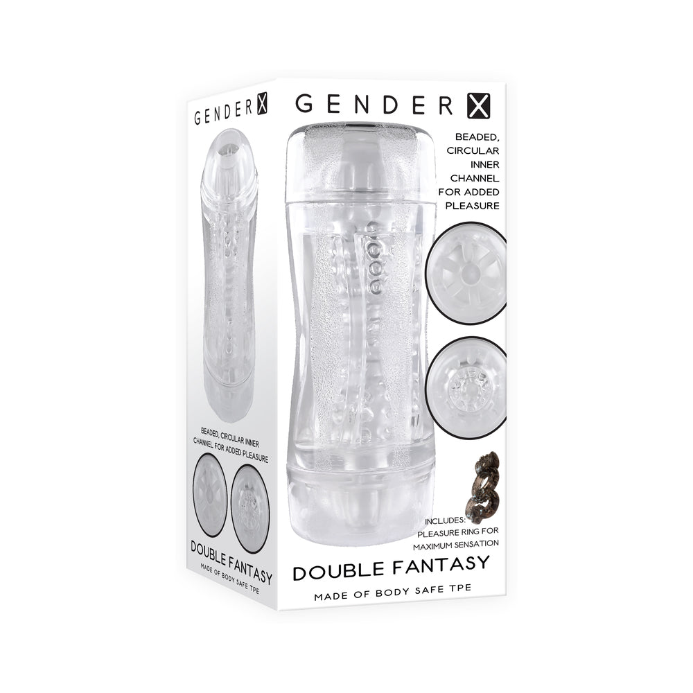 Gender X Double Fantasy Dual Entry Stroker Clear - Red Garter