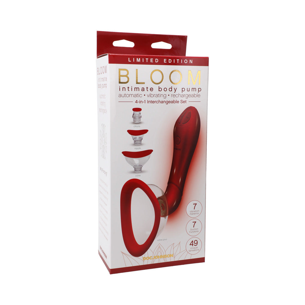 Bloom Intimate Body Pump Limited Edition Red Vibrating 4-In-1 Interchangeable Set - Red Garter