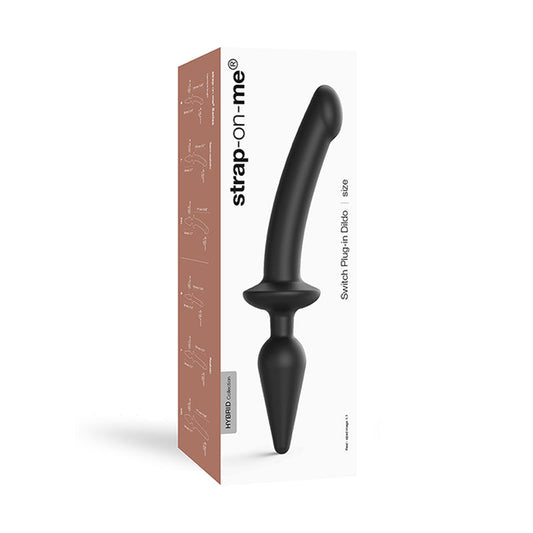 Strap-On-Me Hybrid Collection Switch Plug-In Realistic Dildo Dual-Ended Black L - Red Garter