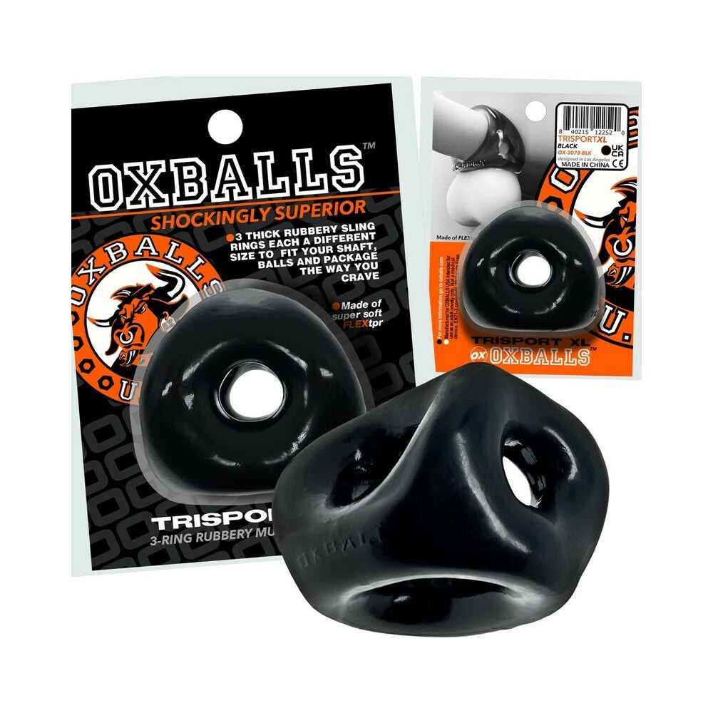 Oxballs Tri-Sport XL Thicker 3-Ring Sling Black - Red Garter
