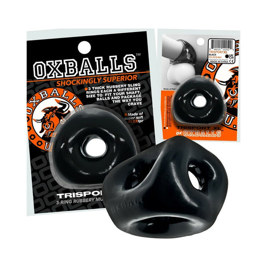 Oxballs Tri-Sport XL Thicker 3-Ring Sling Black - Red Garter
