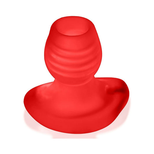 Oxballs Glowhole-2 Hollow Buttplug With LED Insert Large Red Morph - Red Garter