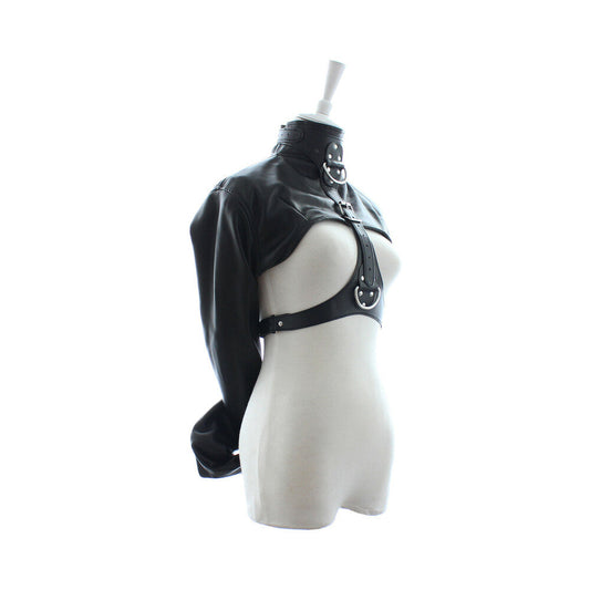 Ple''sur Open-Front Faux Leather Bondage Bolero-Style Straight Jacket Black