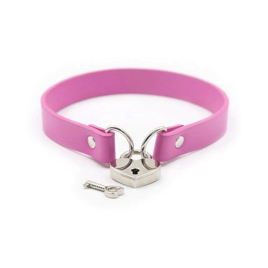 Ple''sur PVC Collar With Heart Lock & Key Pink Bag Packaging