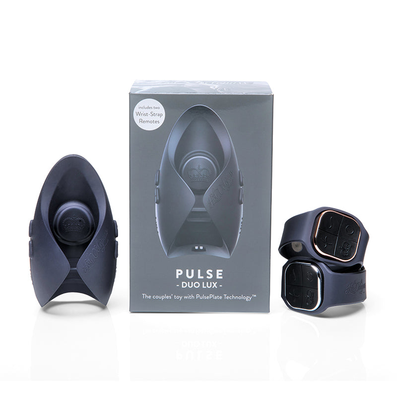 Hot Octopuss Pulse Duo Lux Rechargeable Remote-Controlled Vibrating Stroker 2-Pack Grey - Red Garter