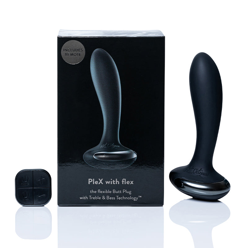 Hot Octopuss PleX with Flex Rechargeable Flexible Vibrating Anal Plug Black - Red Garter