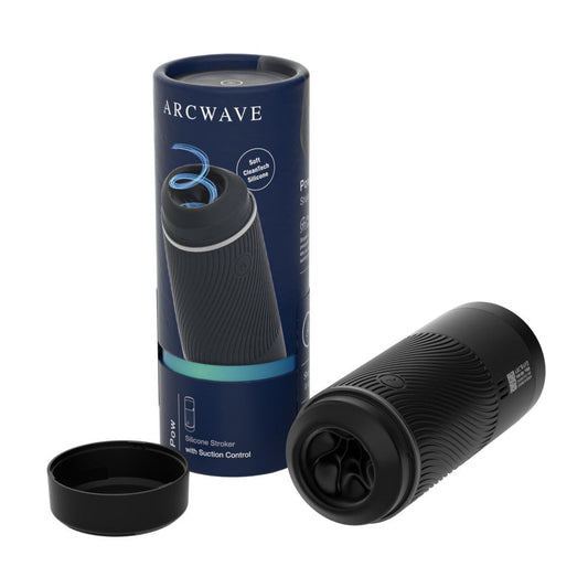 Arcwave Pow Silicone Stroker with Suction Control Black - Red Garter