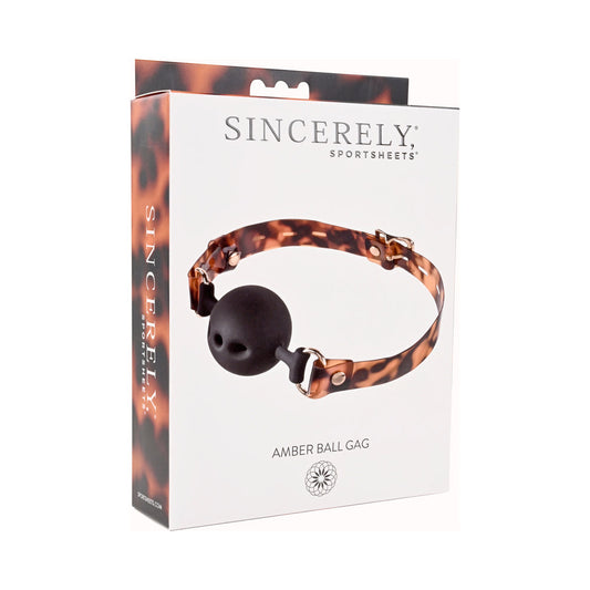 Sincerely, Sportsheets Amber Adjustable Silicone Breathable Ball Gag Tortoiseshell - Red Garter