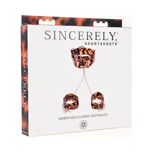 Sincerely, Sportsheets Amber Adjustable Neck & Wrist Restraints Tortoiseshell - Red Garter