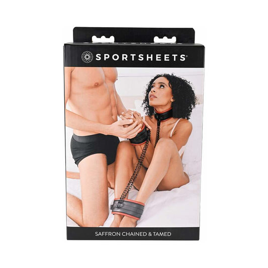 Sportsheets Saffron Chained & Tamed 3-Piece Bondage Kit - Red Garter