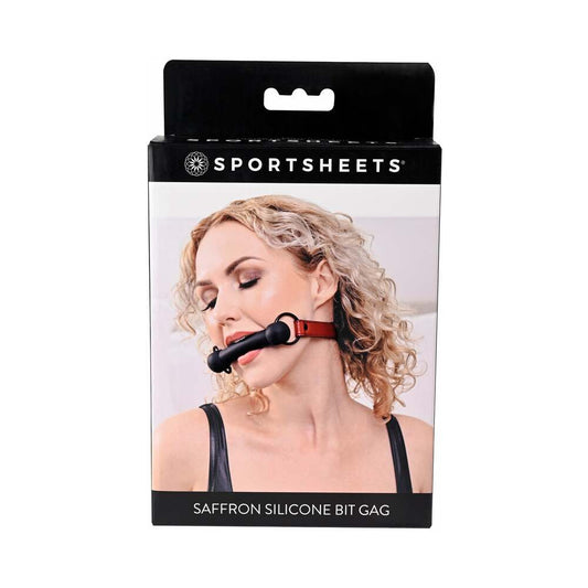 Sportsheets Saffron Silicone Bit Gag with Adjustable Buckle - Red Garter