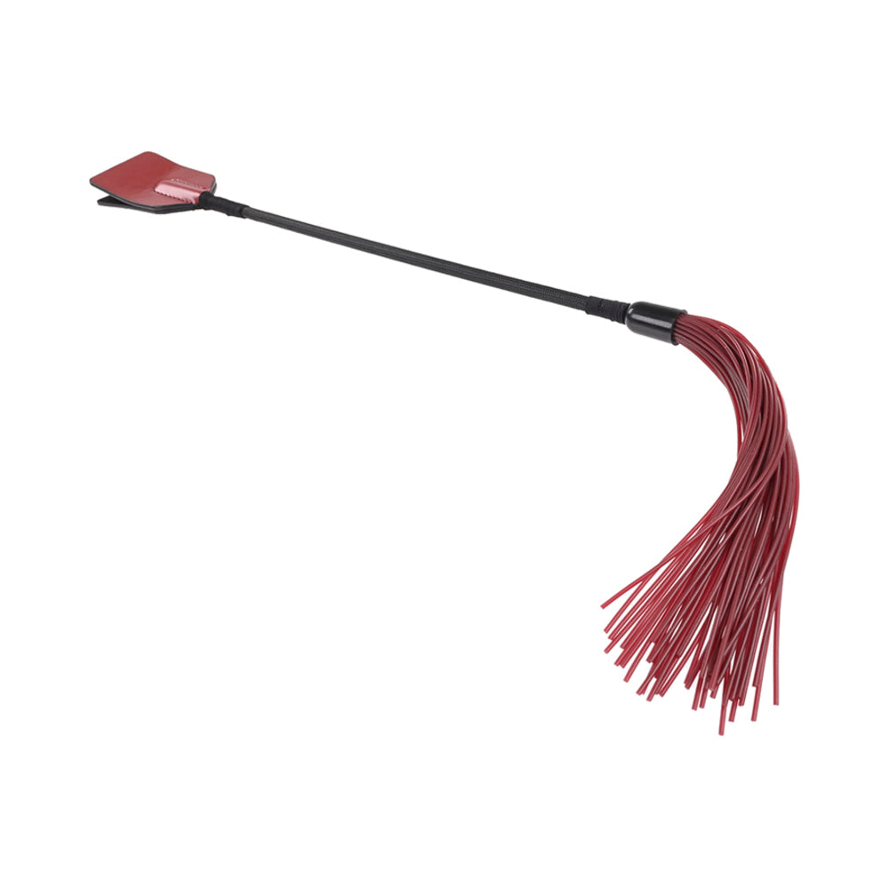 Sportsheets Saffron Tap & Tickle Dual-Ended Crop and Silicone Flogger - Red Garter