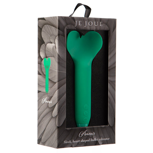 Je Joue Amour Rechargeable Silicone Heart-Shaped Fluttering Bullet Vibrator Emerald Green - Red Garter