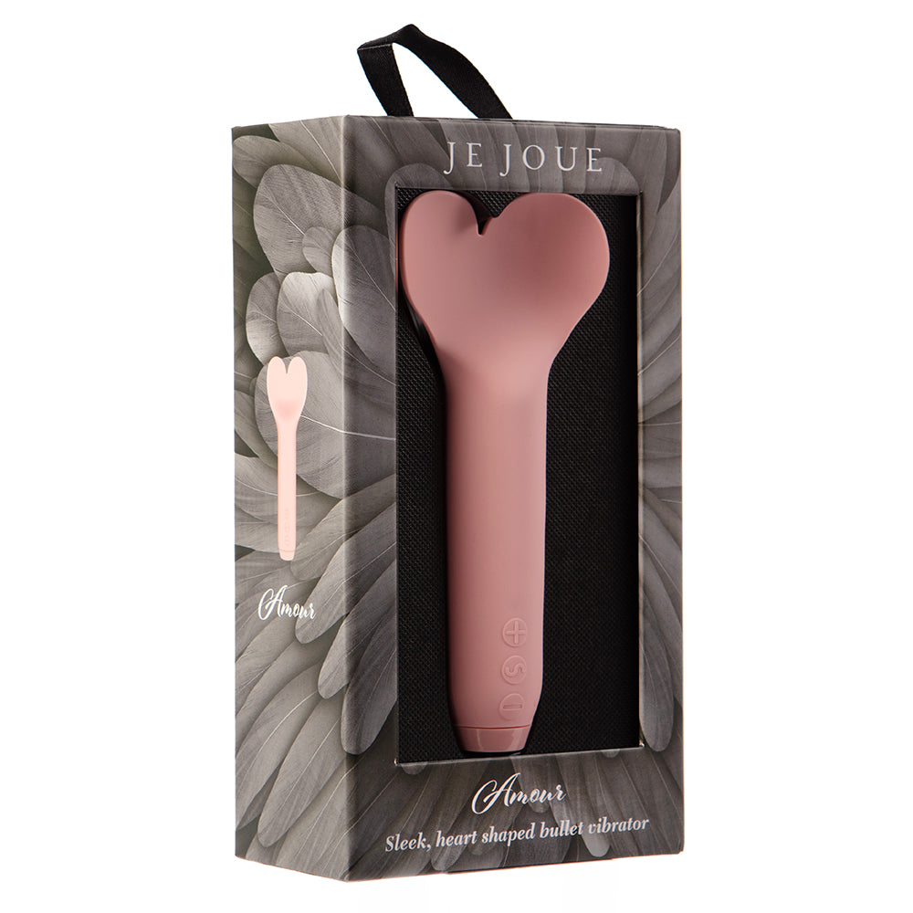 Je Joue Amour Rechargeable Silicone Heart-Shaped Fluttering Tip Bullet Vibrator Pale Rosette - Red Garter