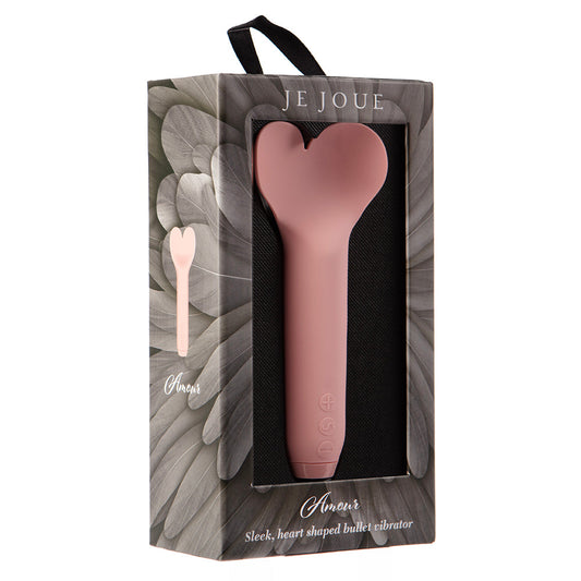Je Joue Amour Rechargeable Silicone Heart-Shaped Fluttering Tip Bullet Vibrator Pale Rosette - Red Garter