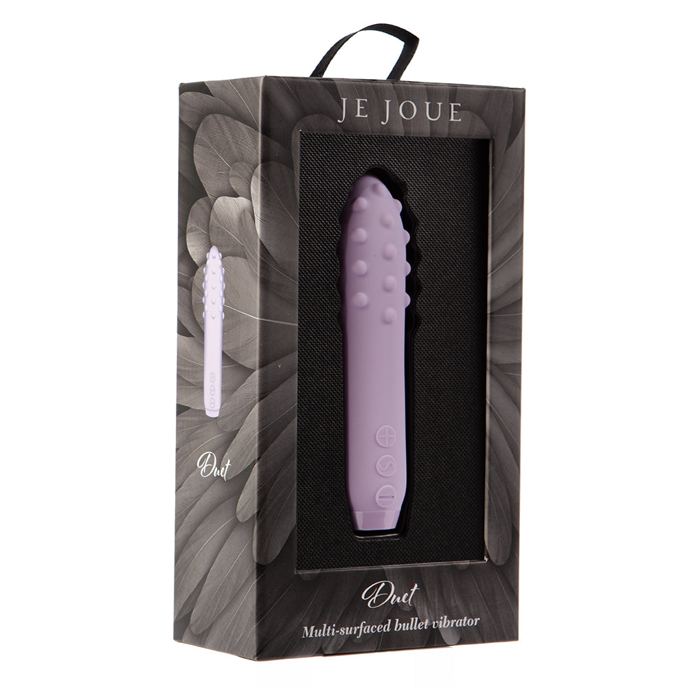 Je Joue Duet Rechargeable Silicone Multi-Surfaced Bullet Vibrator Lilac - Red Garter