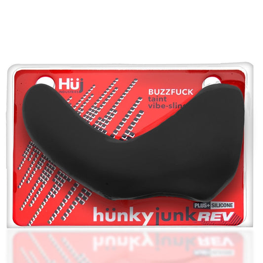 Hunkyjunk Buzzfuck Cock & Ball Sling with Taint Vibrator Tar Ice - Red Garter