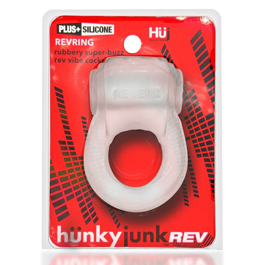 Hunkyjunk Revring Cockring with Bullet Vibrator Clear Ice - Red Garter