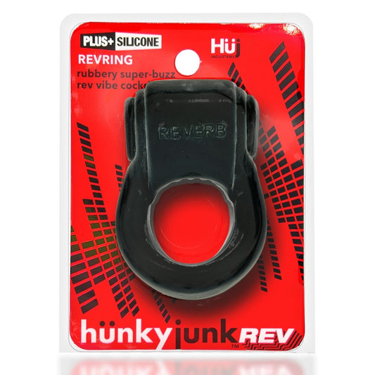 Hunkyjunk Revring Cockring with Bullet Vibrator Tar Ice - Red Garter