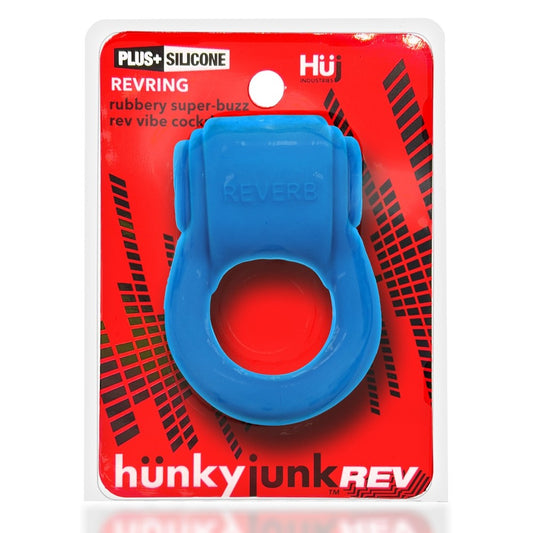 Hunkyjunk Revring Cockring with Bullet Vibrator Teal Ice - Red Garter