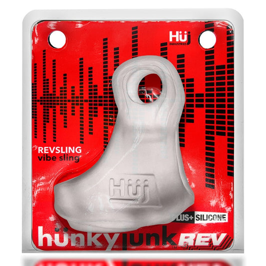 Hunkyjunk Revsling Cock & Ball Sling with Bullet Vibrator Clear Ice - Red Garter