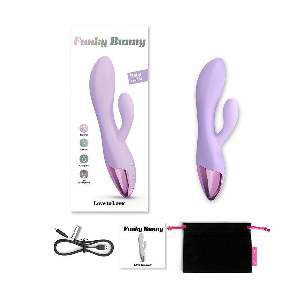 Love to Love Funky Bunny Baby Rabbit Vibrator Viva Mauve - Red Garter