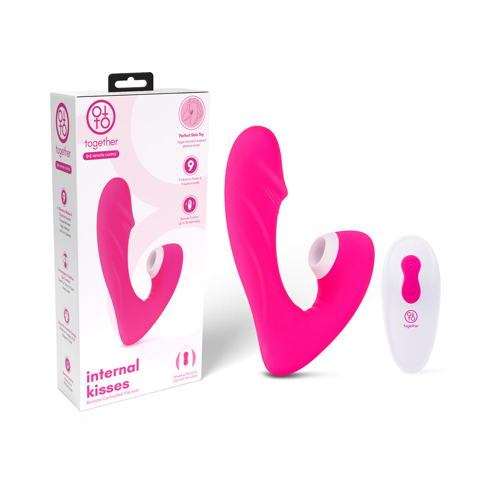 Together Internal Kiss Remote Control Vibe Pink - Red Garter