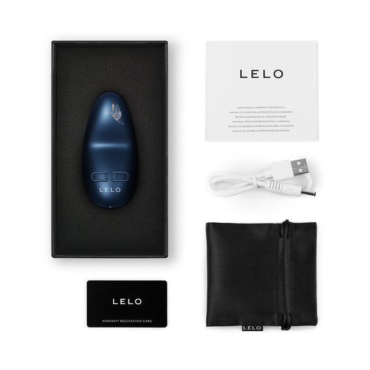 LELO NEA 3 Mini Silicone Vibrator Alien Blue - Red Garter