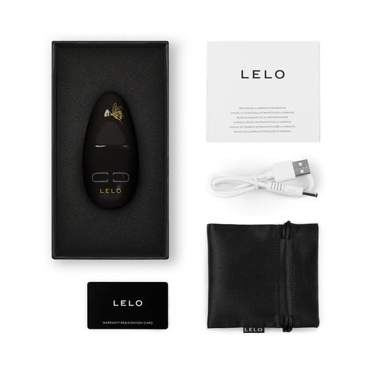 Lelo NEA 3 Rechargeable Mini Silicone Vibrator Black - Red Garter