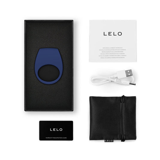 LELO TOR 3 Vibrating Cockring Base Blue - Red Garter