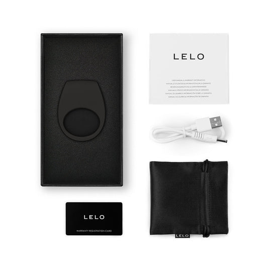 LELO TOR 3 Vibrating Cockring Black - Red Garter
