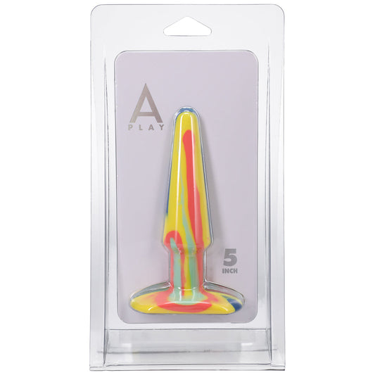 A-Play Groovy 5 in. Silicone Anal Plug Sunrise - Red Garter