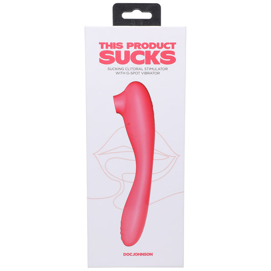 This Product Sucks Bendable Sucking Clitoral Stimulator & G-Spot Vibrator Pink - Red Garter