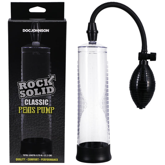 Rock Solid Classic Penis Pump Black/Clear - Red Garter