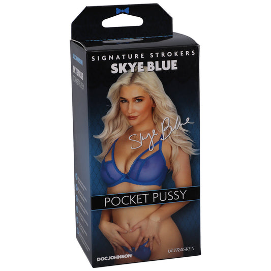 Signature Strokers Skye Blue ULTRASKYN Pocket Pussy Beige - Red Garter