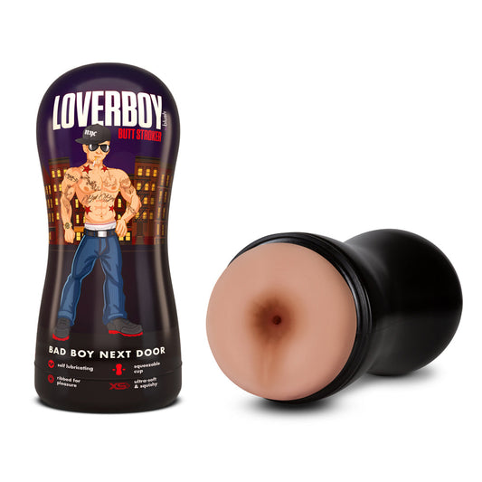 Loverboy Bad Boy Next Door Self-Lubricating Anal Stroker Beige - Red Garter