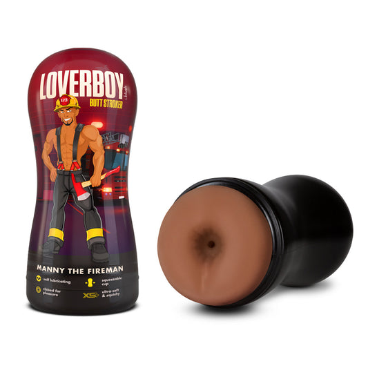 Loverboy Manny the Fireman Self-Lubricating Anal Stroker Tan - Red Garter