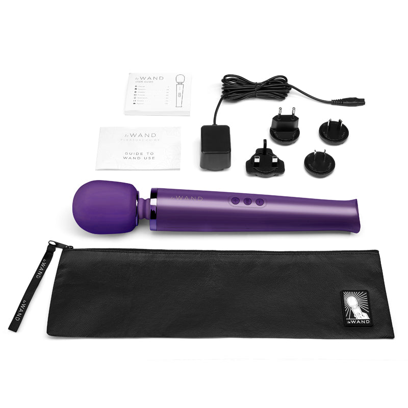 Le Wand Rechargeable Vibrating Massager Purple - Red Garter