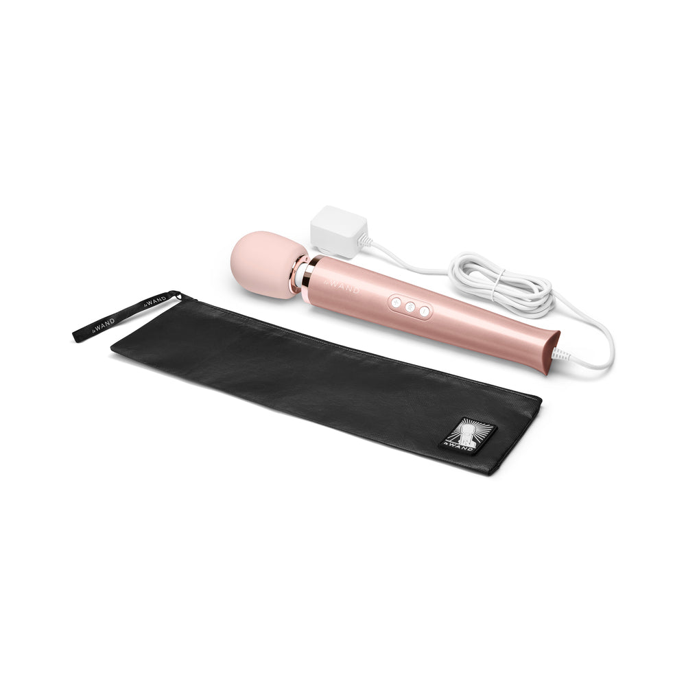 Le Wand Plug-In Vibrating Massager Rose Gold - Red Garter