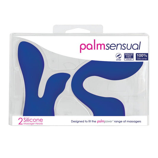 PalmPower PalmSensual Attachments 2-Piece Silicone Massager Heads Blue - Red Garter