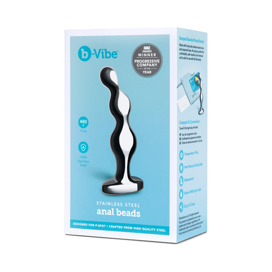 b-Vibe Stainless Steel Anal Beads - Red Garter