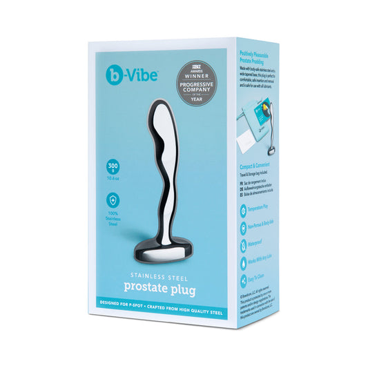 b-Vibe Stainless Steel Prostate Plug - Red Garter