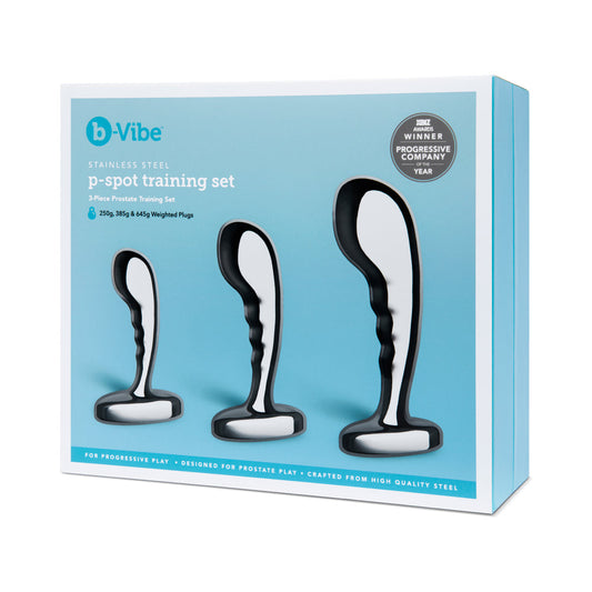 b-Vibe Stainless Steel P-Spot Plug Training Set - Red Garter