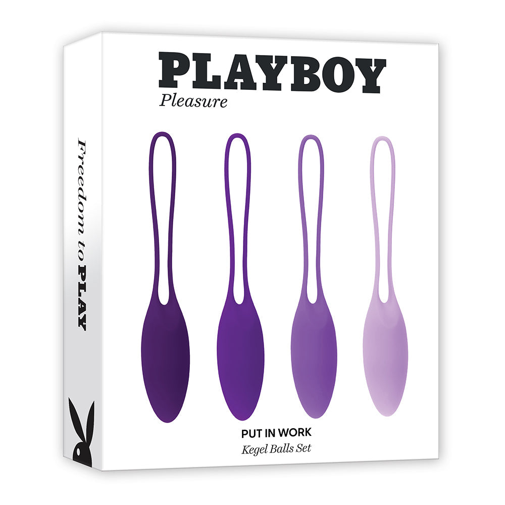 Playboy Put In Work 4-Piece Silicone Kegel Balls Set Acai Ombre - Red Garter
