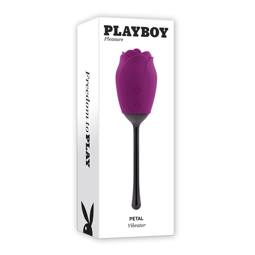 Playboy Petal Rechargeable Silicone Tongue Flicking Vibrator Wild Aster - Red Garter