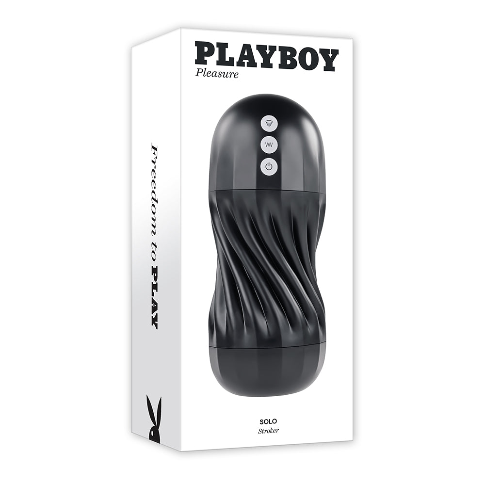 Playboy Solo Rechargeable Sucking Vibrating Masturbator - Red Garter
