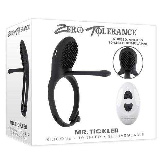 Zero Tolerance Mr. Tickler Rechargeable Remote Controlled C-ring Black - Red Garter