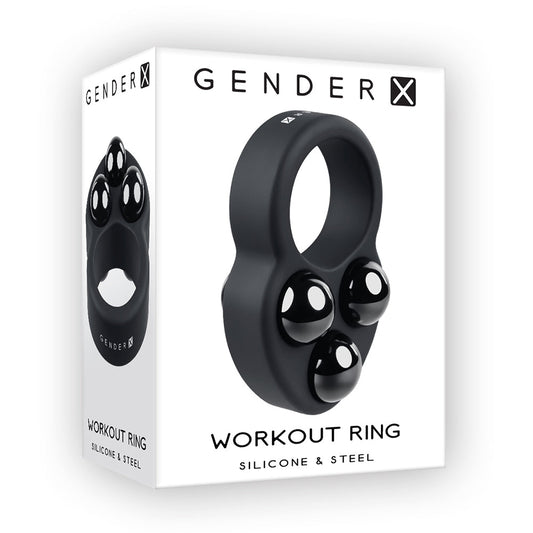 Gender X Workout Ring Weighted Silicone Training Cockring Black - Red Garter